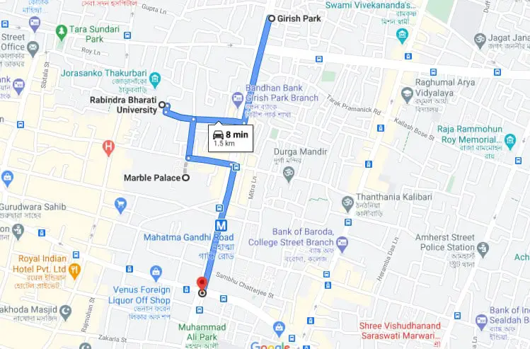Rabindranath Tagore house in Kolkata map