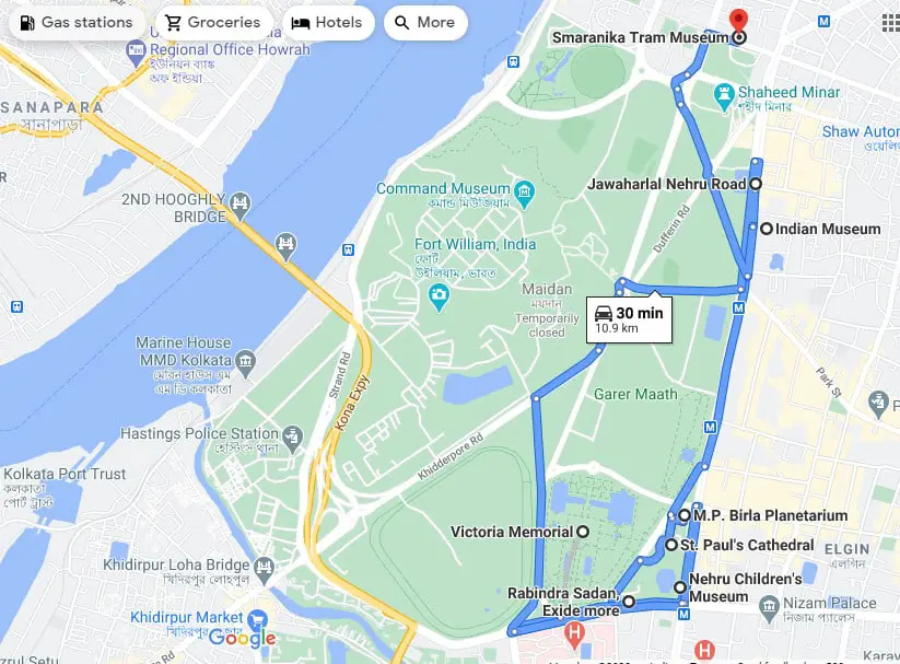 Kolkata tour map