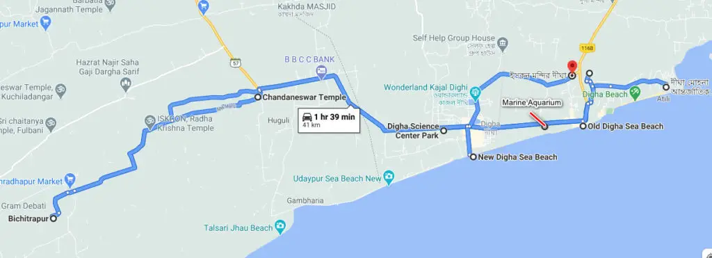 digha tourist spots another map