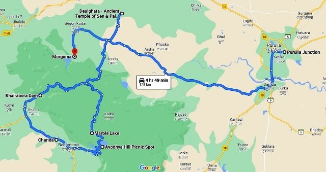 Ayodhya Hills Purulia Tour map