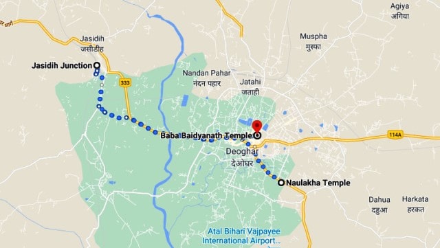 deoghar to Naulakha mandir map