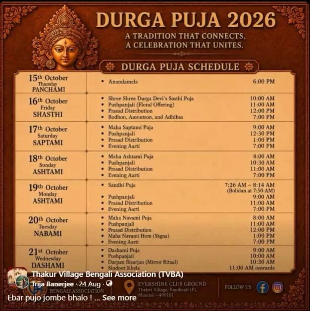 Thakur Village Durga Puja–(TVBA) in Kandivali (East)