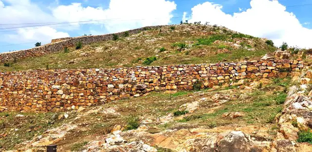 ruins  Ajatashatru's fort wall at Rajagriha in Rajgir
