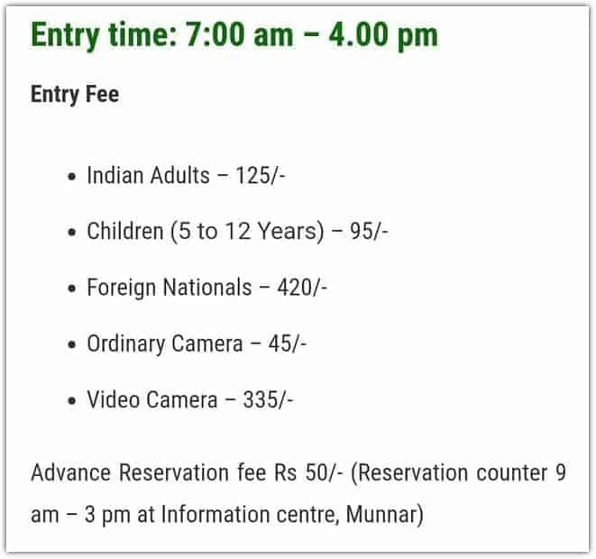 Details for visitors of Eravikulam National Park