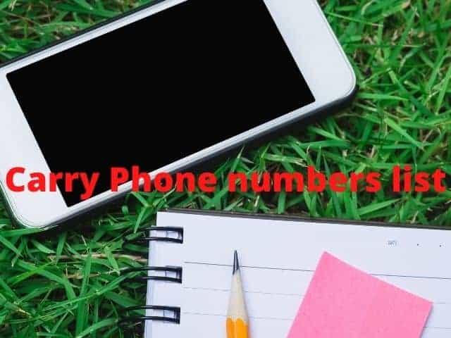 Carry Phone numbers list