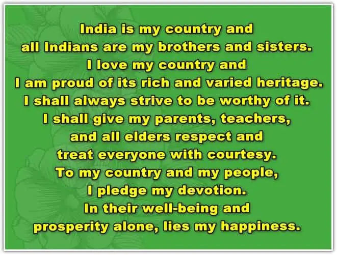 Indian National Pledge in English
