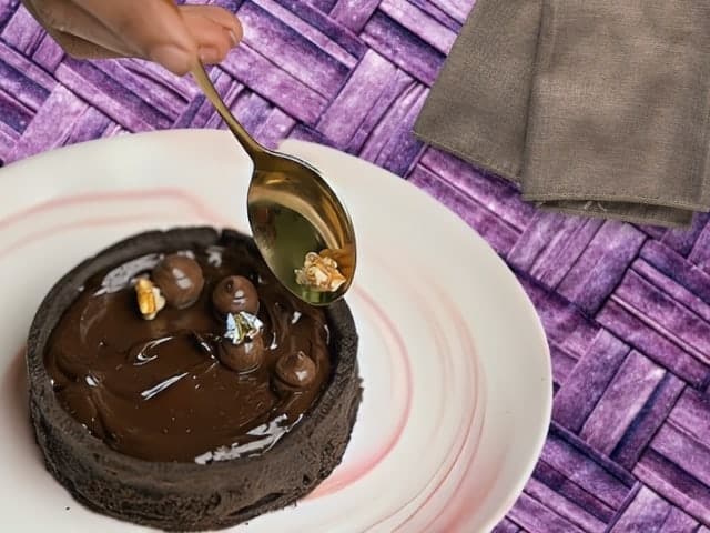 Chocolate Tart with Cap Caramel at Restaurant Folium