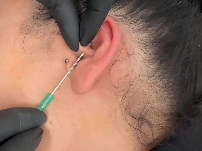 Daith piercing at No Name Tattoo Downtown Utica